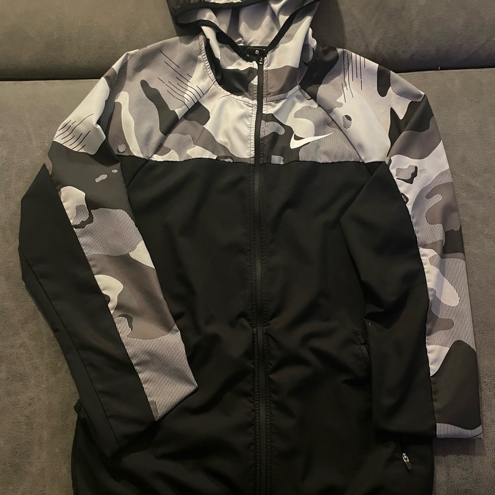 Nike Black and Gray Camo Hoodie
